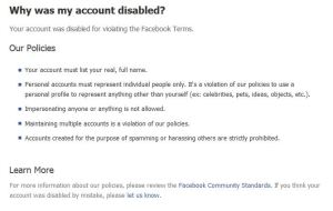 FB Account Disabled